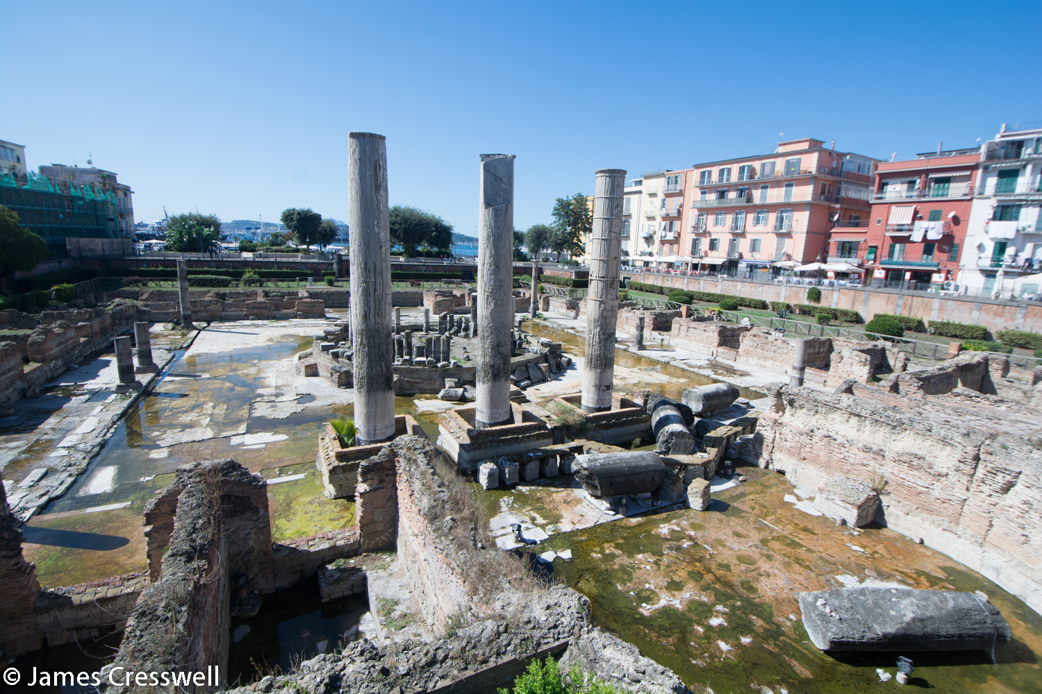 View of a Roman temple in a town